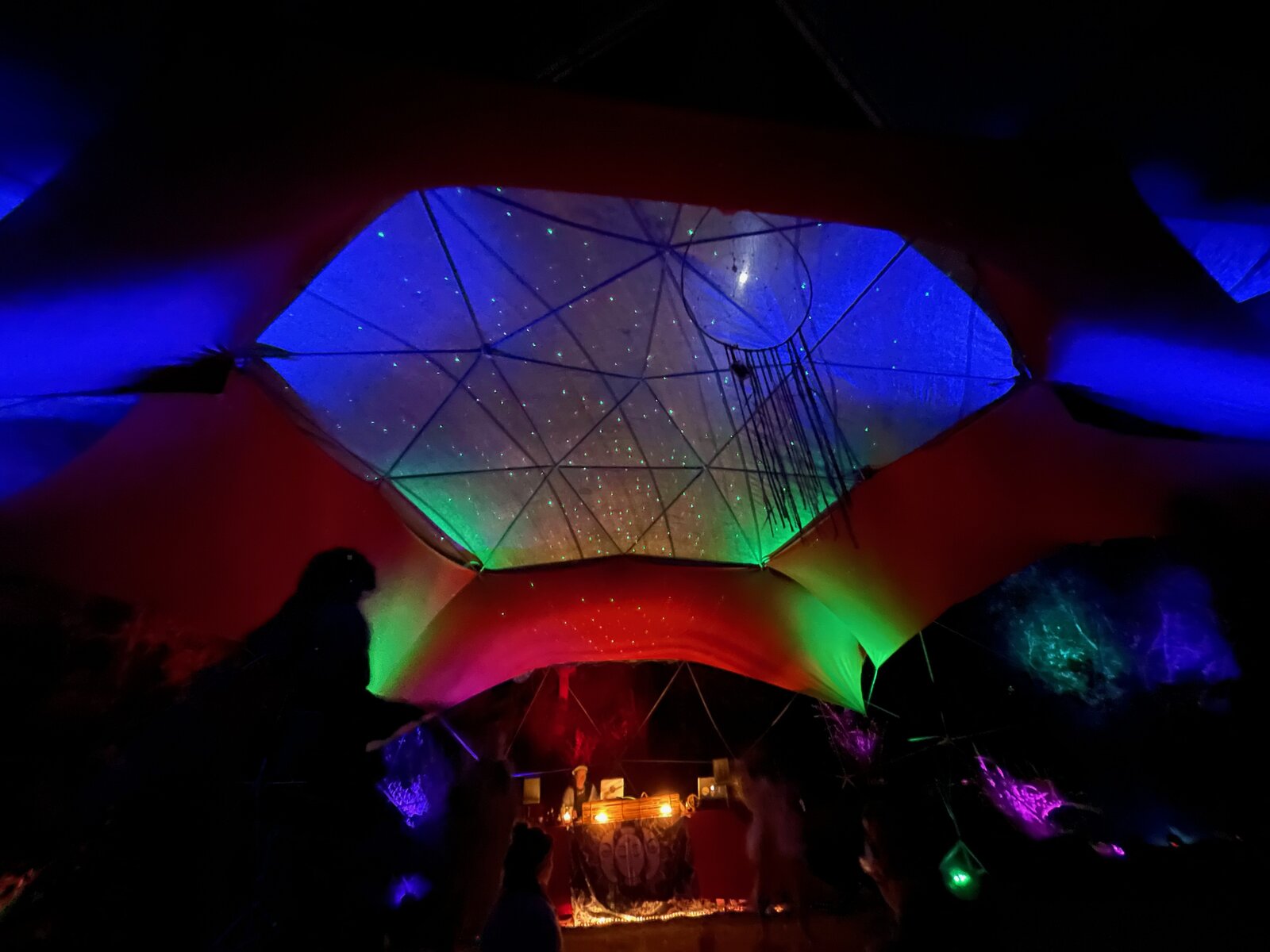Inside dome looking up at stars